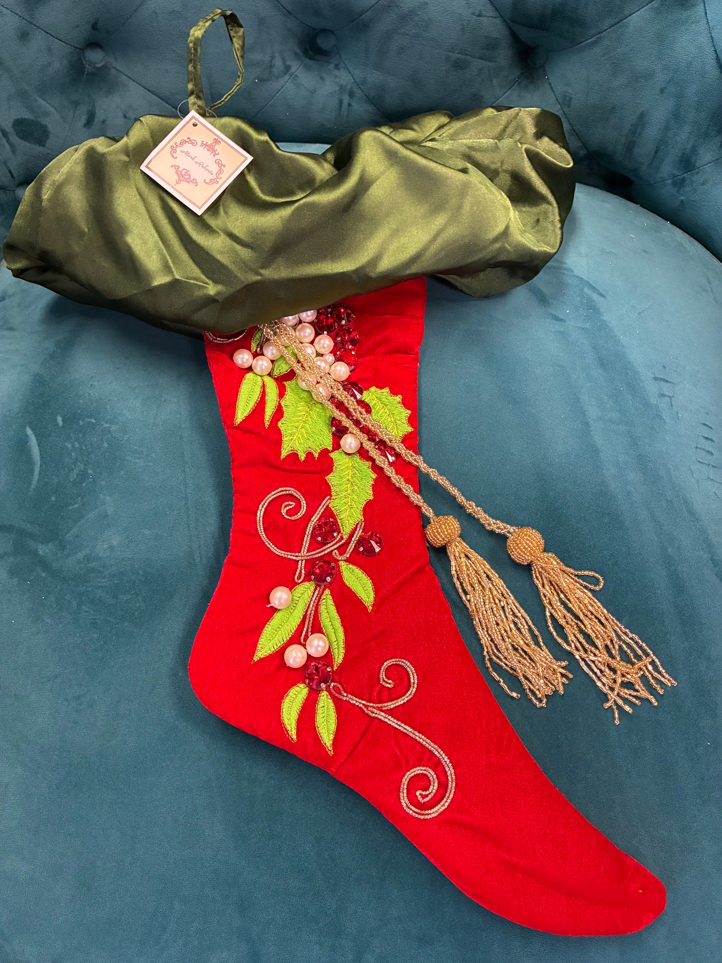 Stockings, Mistletoe & Holly (Red)