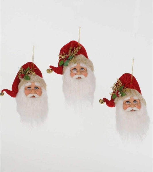 3pc. Santa Head Ornaments