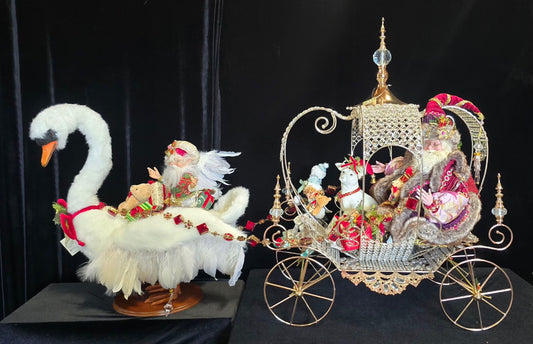 SPECIAL Santa in Carriage with Swan (Signed)