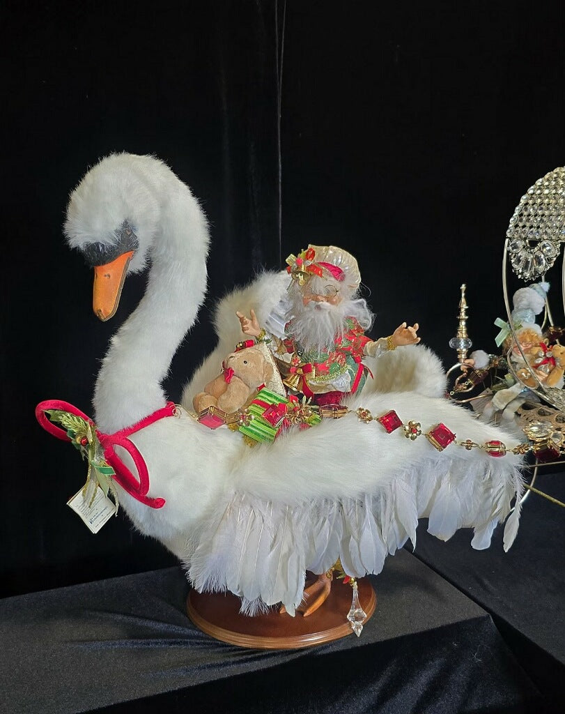 SPECIAL Santa in Carriage with Swan (Signed)