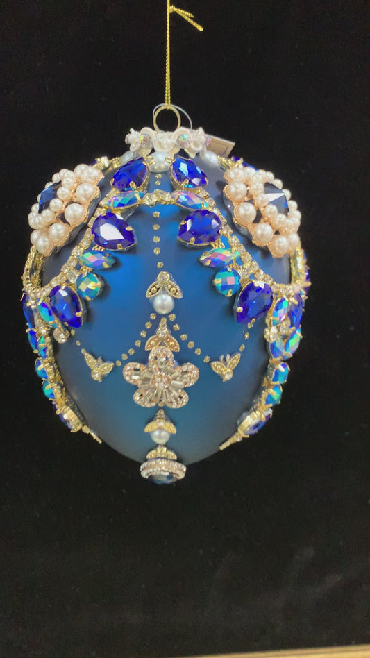 Kings Jewel Egg Ornament, Blue
