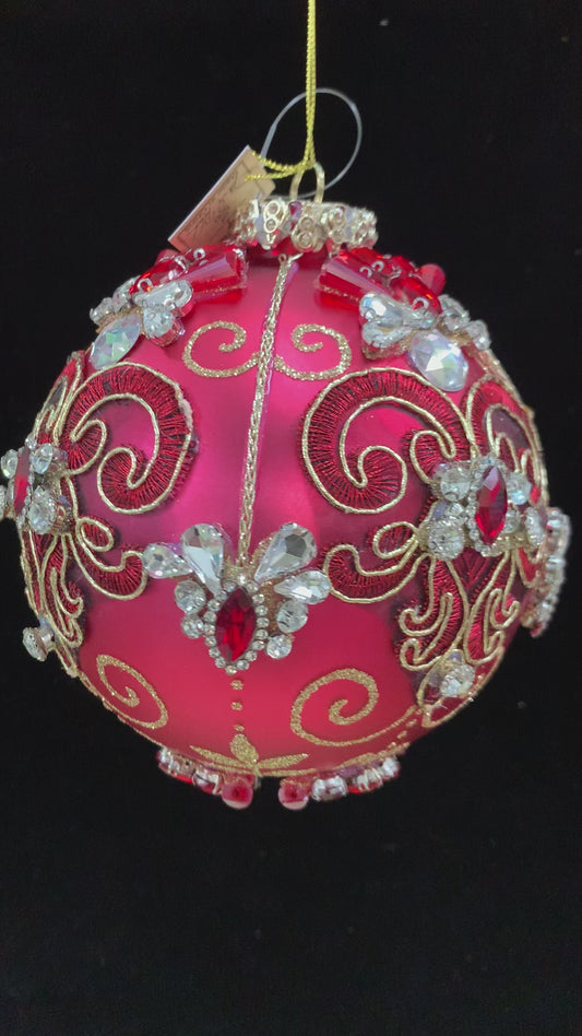 Kings Jewel Ball Ornament, Red