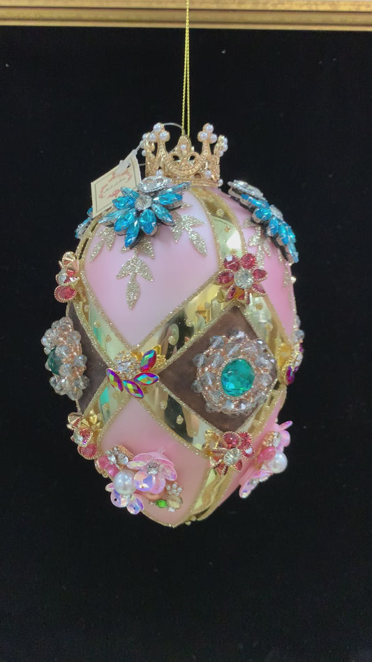 Faberge Jewel Egg Orn, Pink/Brown