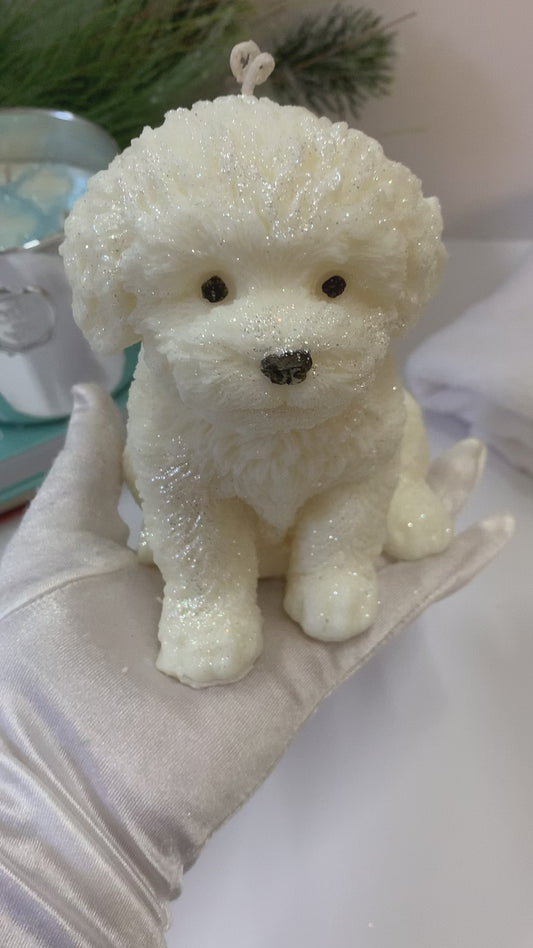 Little White Puppy Candle