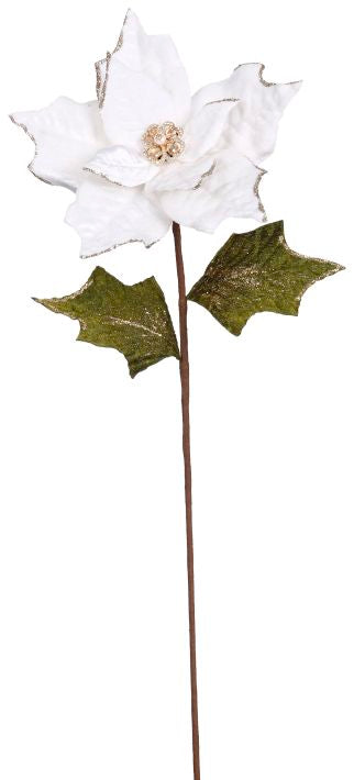 Jeweled Poinsettia Stem,  - 22" (Set of 3)