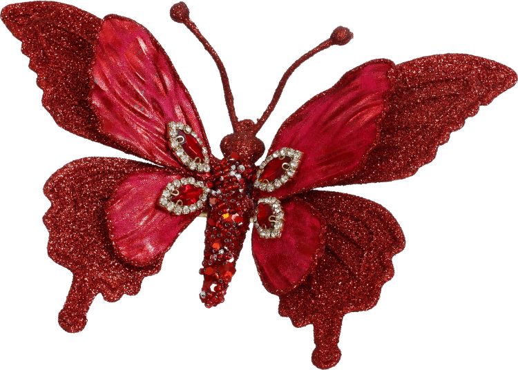 Glittered Jewel Butterfly Clip 7" (Set of 4) Multiple Colors