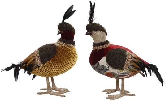 Festive Quails 9.5'' Set of 2