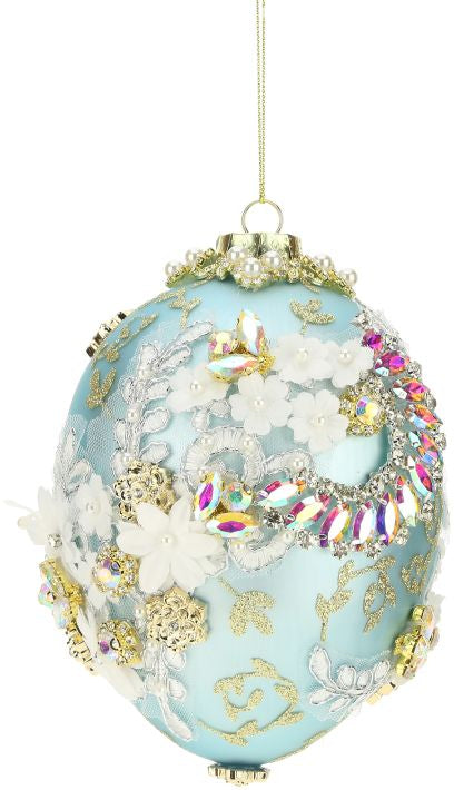 Kings Jewel Egg Ornament, Blue - 7"