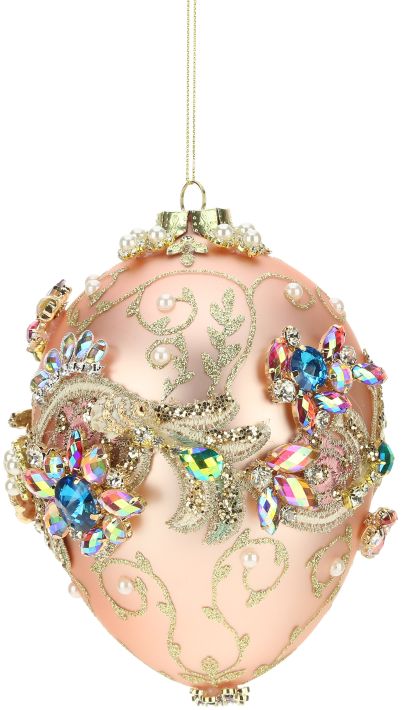 King's Jewel Egg Ornament, Peach - 7"