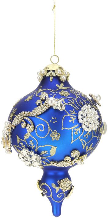 King's Jewel Finial Ornament, Dark Blue - 8"