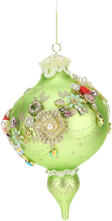 King's Jewel Finial Ornament, Green - 8"