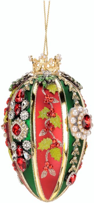 Faberge Jewel Egg Orn, Red/Green