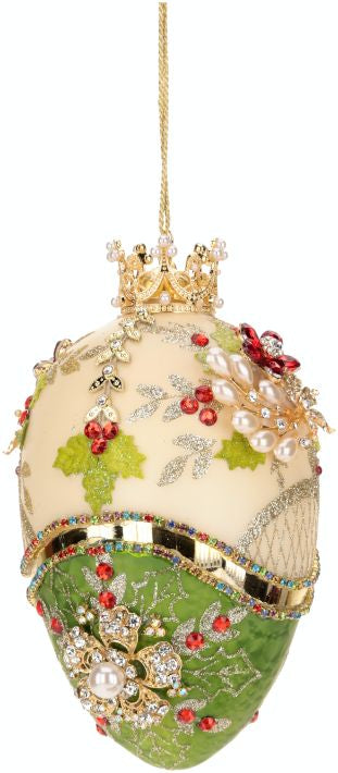 Faberge Jewel Egg Orn, Green/Ivory