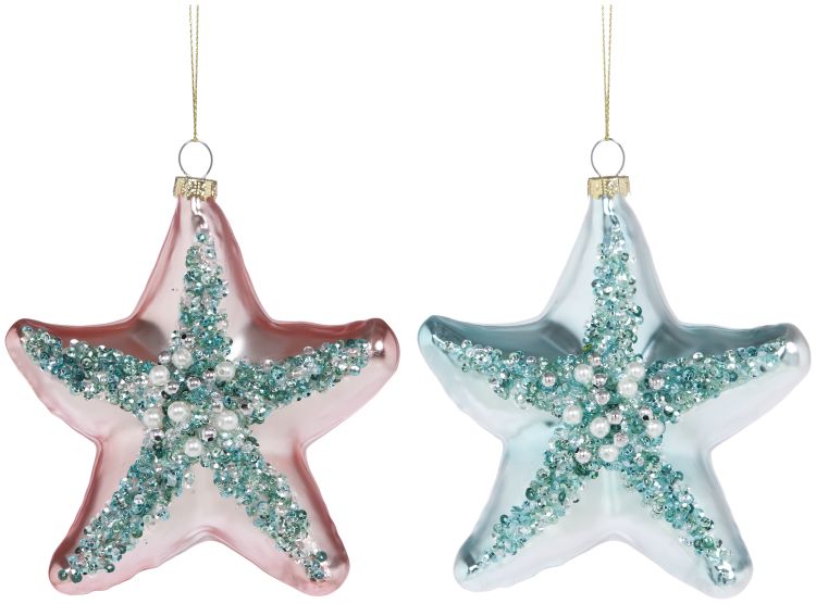 Jeweled Starfish Ornament 5'' Set of 2