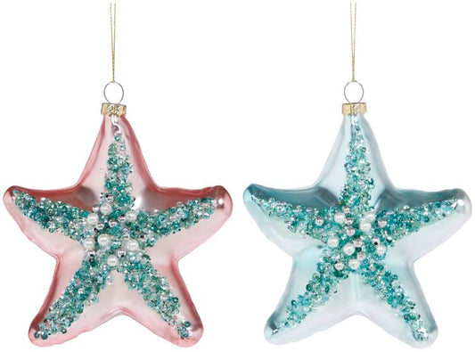 Jeweled Starfish Ornament 5'' Set of 2