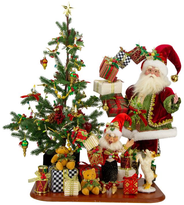 Santa and Elf Delivering Present - 34.5"