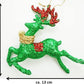 Green, Red and Gold Glittered Deer Ornament