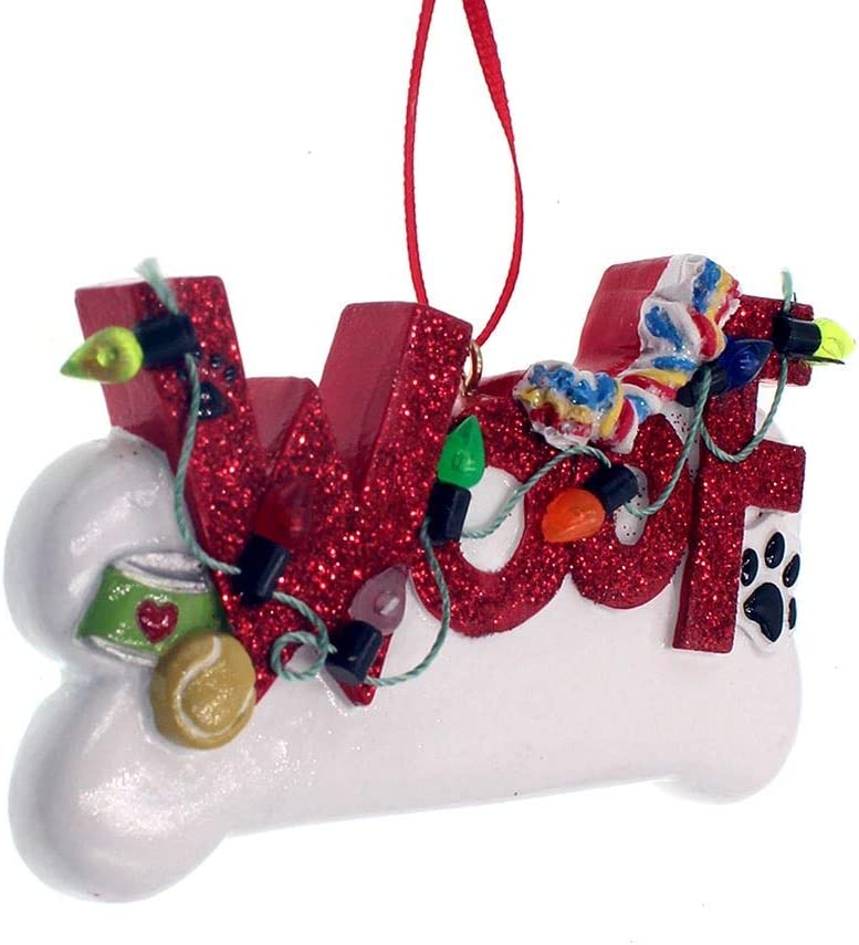 "Woof" Dog Ornament For Personalization