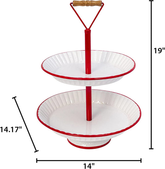 19.3"H Metal Two-Tiered Serving Tray