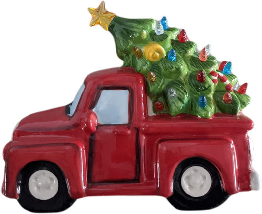 9.6" B/O Lighted Dolomite Holiday Truck with Tree, Timer