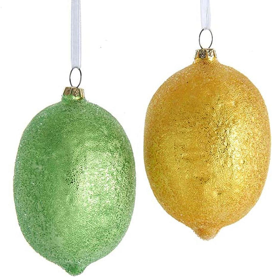 Glass Lemon and Lime Ornaments
