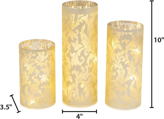 Lighted Glass Luminaries Set of 3