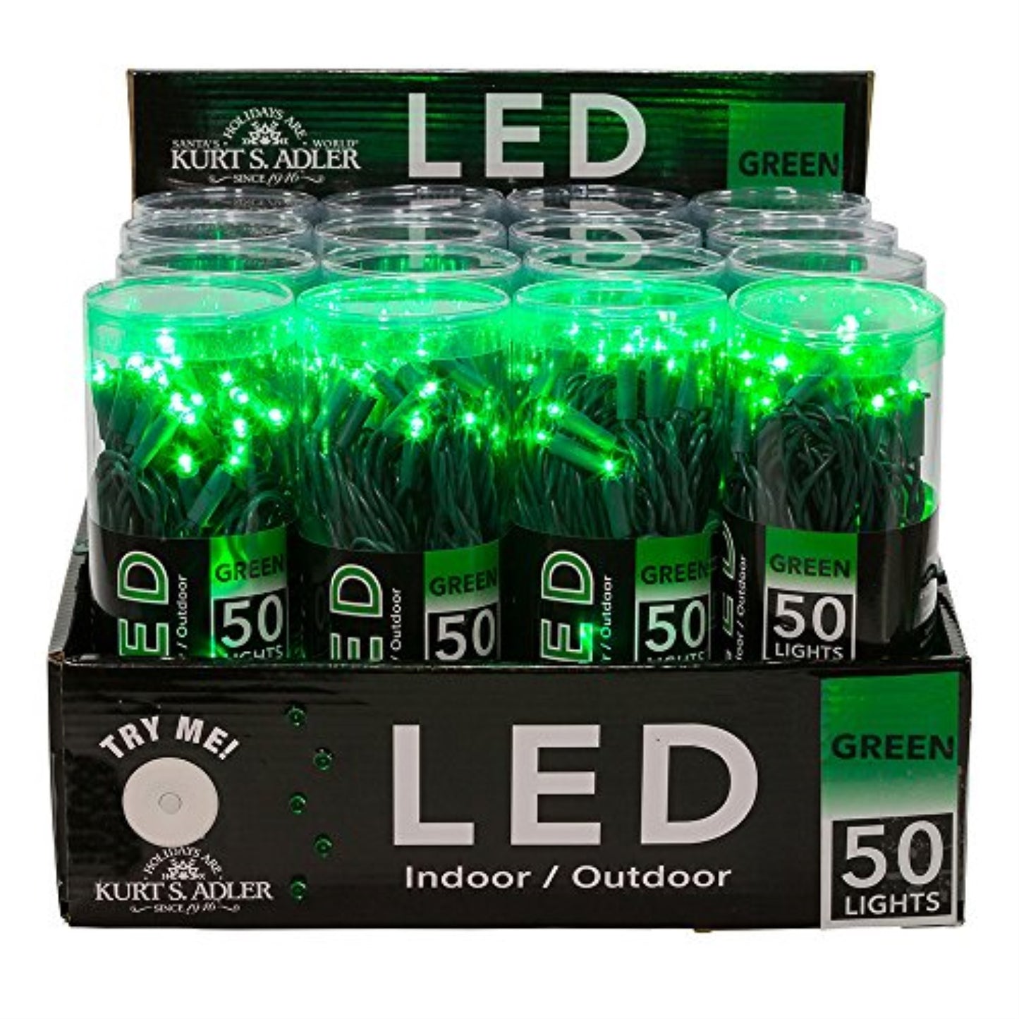 (Red, Blue, Green & Pink) UL 50-Light 5MM LED Green Wire Light Set
