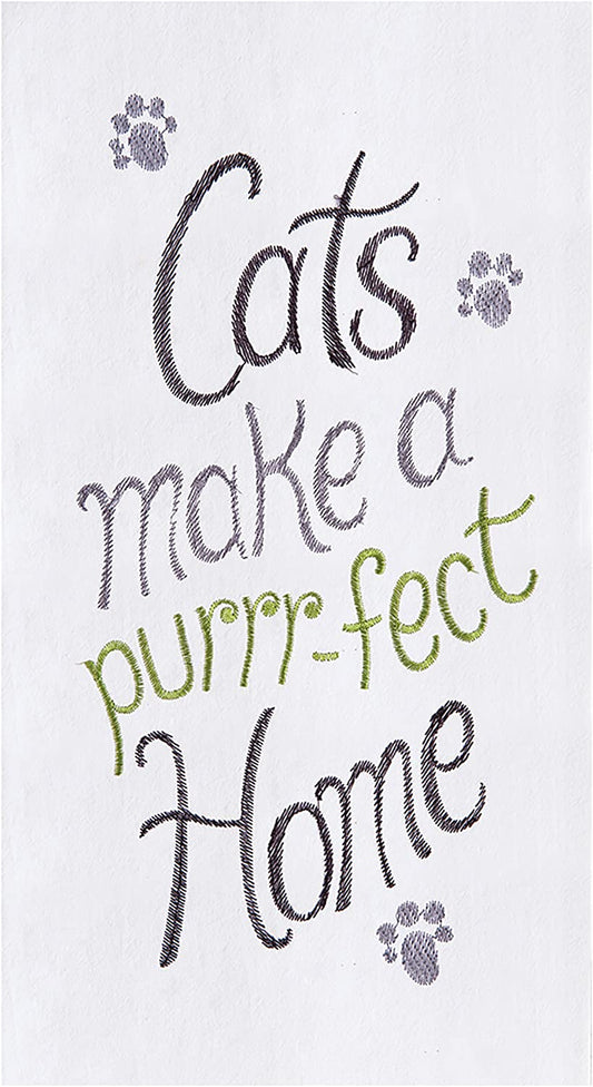 Purrr-FECT Home Flour Sack Kitchen Towel Decor Decoration 18" x 27" White