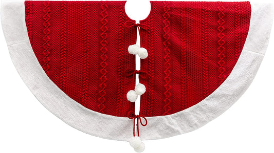 Tree skirt, Red Acrylic Pom Pom Tree Skirt