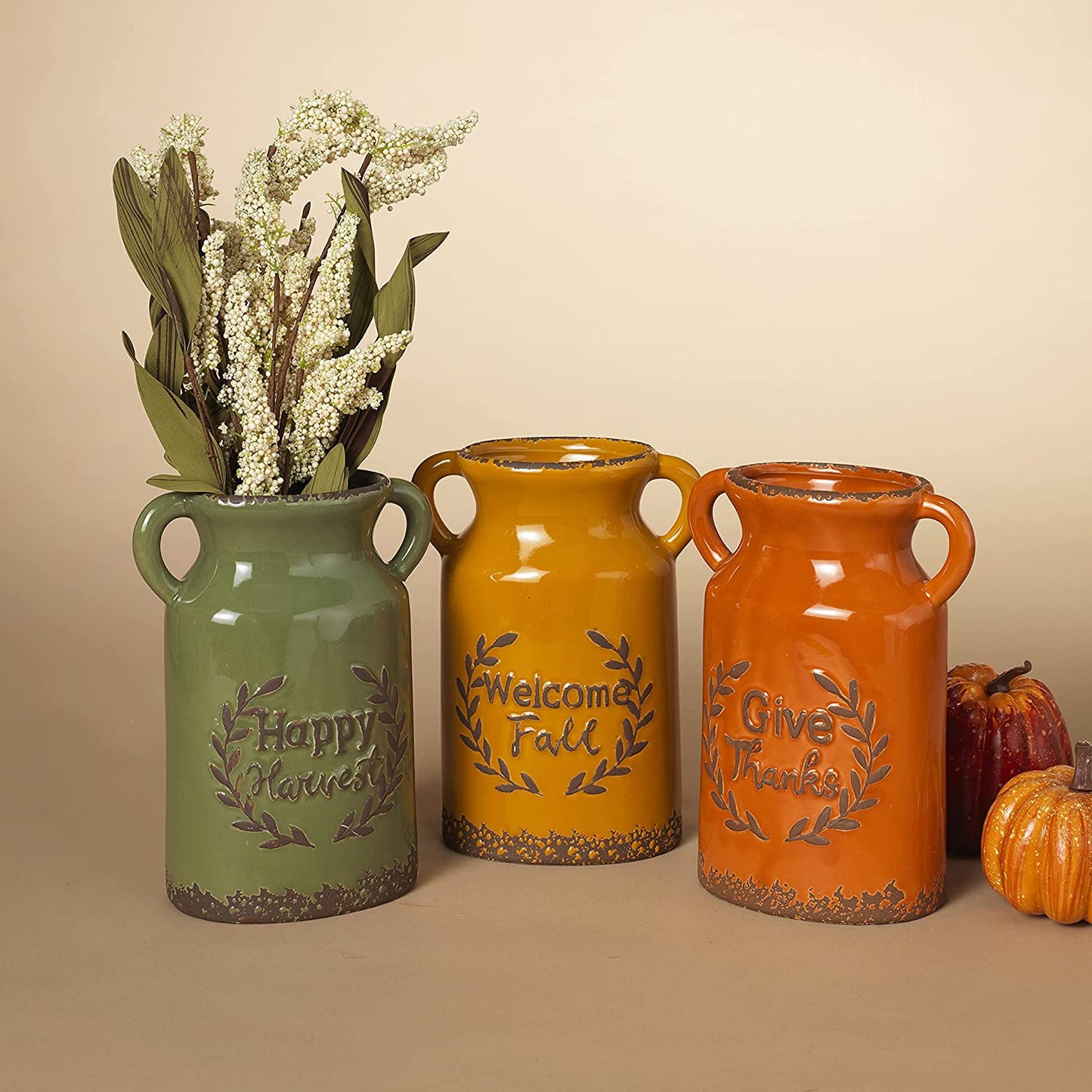 Set of 3 Assorted 7.8" H Ceramic Harvest Vase