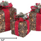 Electric Lighted Natural Vine Gift Boxes with Burlap Ribbon