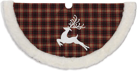 Tree skirt, Buffalo Plaid Tree Skirt with Deer