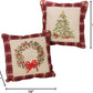 Plaid framed holiday embroidered pillows, set of 2