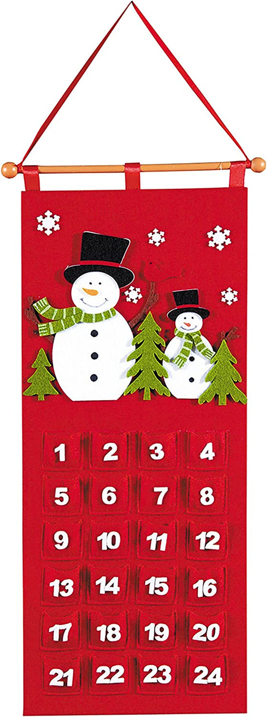 Snowmen with Pockets Advent Countdown Calendar Red