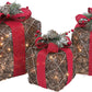 Electric Lighted Natural Vine Gift Boxes with Burlap Ribbon