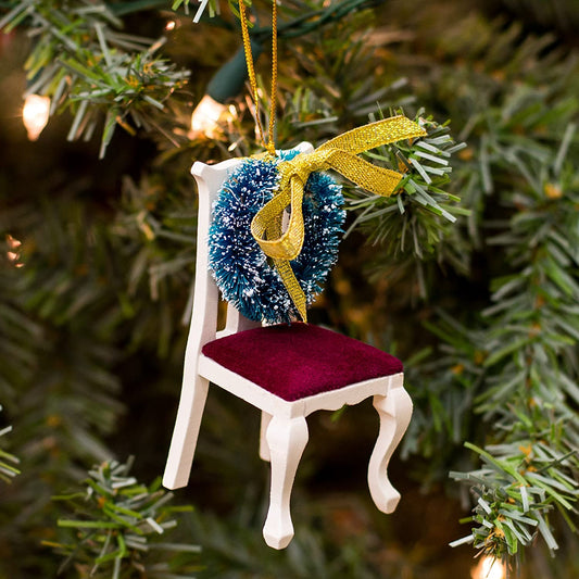 Chair with Wreath Memorial Ornament