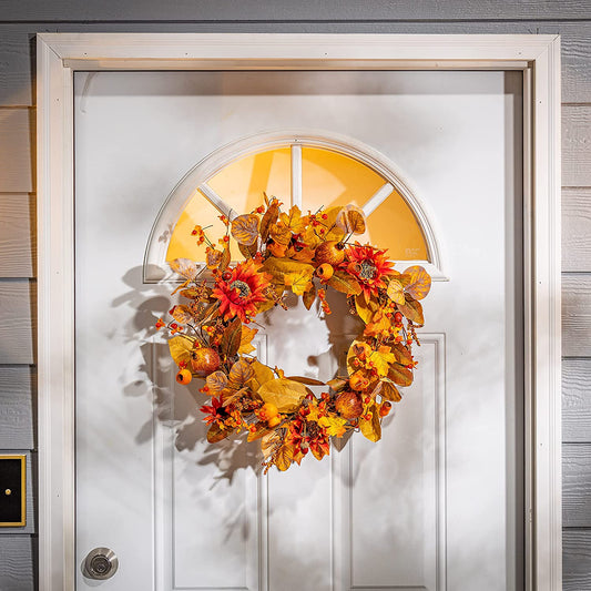 22"D Harvest Wreath w/ Berry and Sunflower Accent