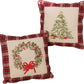 Plaid framed holiday embroidered pillows, set of 2