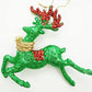 Green, Red and Gold Glittered Deer Ornament