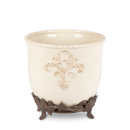 Stoneware Planter on Metal Bse