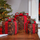 Electric Lighted Natural Vine Gift Boxes with Burlap Ribbon