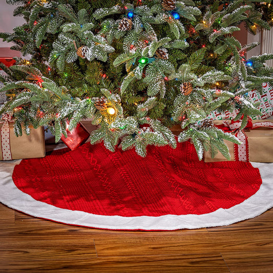 Tree skirt, Red Acrylic Pom Pom Tree Skirt