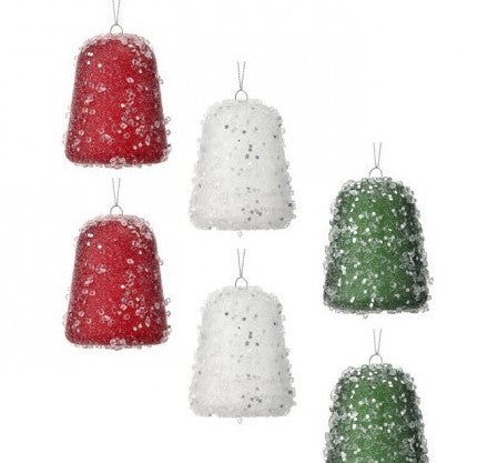 4" Ice Gumdrop Ornament 3 Clr Asst 6 pieces