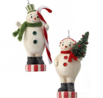 4.5" Resin Peppermint Snowman Ornament