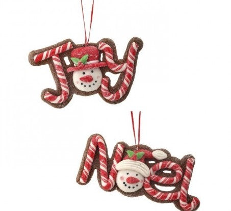 5" Joy/Noel Snowman Gingerbread Ornament
