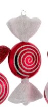 6" Shatterproof Red and White Candy Ornaments