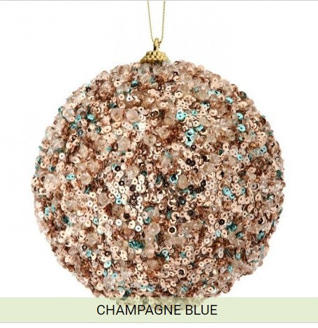 Champagne Ice/Sequin Ball Ornament