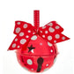 90MM Red and White Polka Dot Bell Ornament (set of 2)