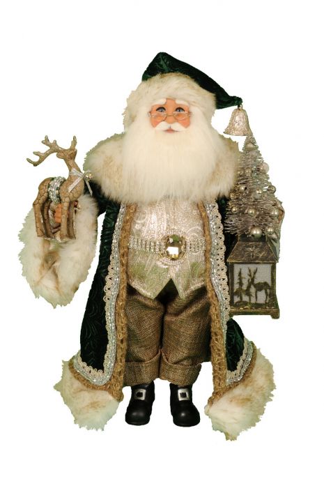 Lighted Woodland Emerald Santa, Green