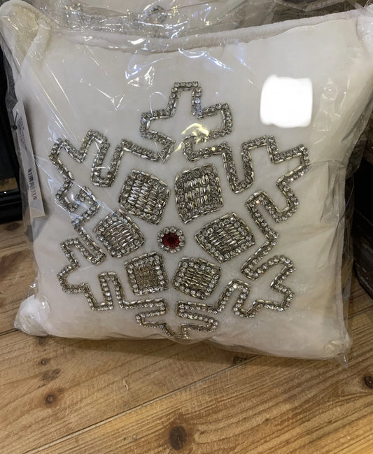 White Velvet Snowflake Pillow